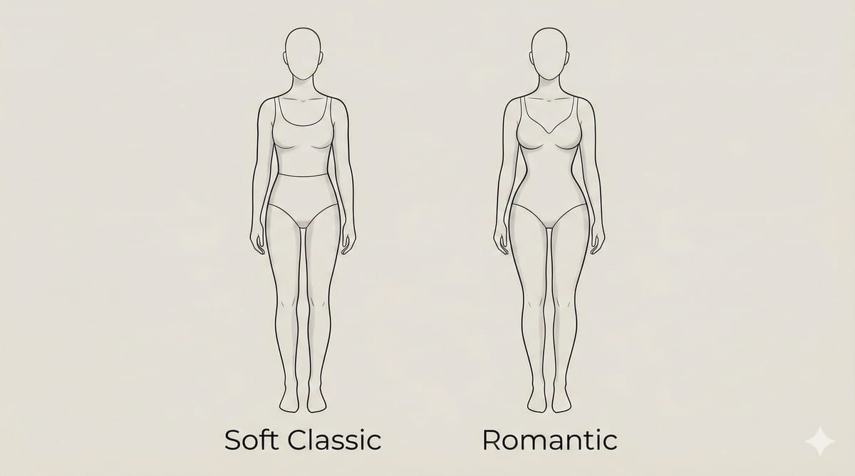 Soft Classic vs Romantic body line silhouettes