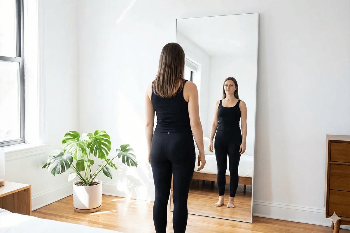 Full-length mirror reflection for Kibbe self-typing