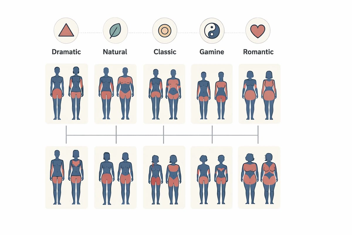 All 13 Kibbe types weight gain pattern chart grouped by 5 families