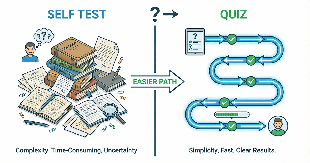 Comparison of self-testing vs taking a quiz